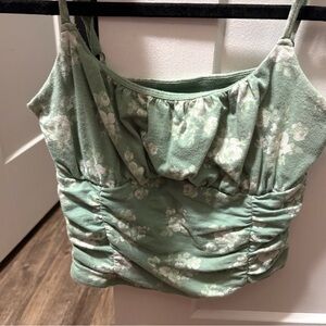 Sage green and white floral camisole